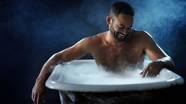 A man taking a bath
