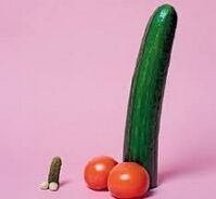 large and small penis sizes using vegetables as an example